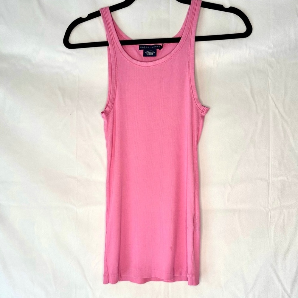 Ralph Lauren 100% Pima Cotton Ribbed Tank Top, Size Small, Single Stitching